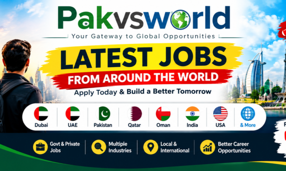 Pakvsworld latest jobs banner featuring Dubai Jobs, UAE Jobs, Pakistan Jobs and international job opportunities